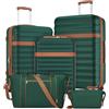 KONO Set Valigie 5 Pezzi 55/65/75 cm in ABS+PC, 3 Trolley Rigidi con Borsa da Viaggio 32 L e Borsa Organizer, Set Bagagli con Ruote 360° e Lucchetto TSA (Set 5 Pezzi, Verde)