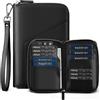 VULKIT Porta passaporto in pelle per famiglia, organizer per documenti da viaggio, con blocco RFID, sottile, doppio slot per schede SIM e porta carte, nero, 8.27 x 5.5 x 0.91 inches, Casual