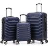 R.Leone Valigia da 1 Fino a Set 4 bagaglio EasyJet 45X36X20cm, media, grande e Beauty case Trolley Rigido 8 ruote max capienza in ABS 2026 (Blu, Set 3 XS M L)