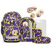ergobag pack set Zaino scolastico ergonomico e flessibile, 6 pezzi, per la prima elementare SuperpowerBear - Lilla