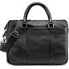LEABAGS Borsa per documenti per uomo e donna | Custodia laptop in vera pelle 16 pollici | Borsa a tracolla con tracolla | Messenger | Borsa da lavoro | Borsa per insegnanti | Nappa nera