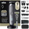 Braun Rifinitore All-in-One Series 9, Rasoio Elettrico Barba 25In1, Lama ProBlade, Modalità BodyGentle, 120 Min, Testine SmoothShave E SkinGuard, Impugnatura AquaGrip Per Uso Wet&Dry, Grigio
