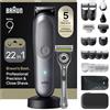 Braun Rifinitore All-in-One Series 9, Rasoio Elettrico Barba 22In1, Lama ProBlade, Modalità BodyGentle, 120 Min, Testine SmoothShave E SkinGuard, Impugnatura AquaGrip Per Uso Wet&Dry, Grigio