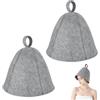 Adiwo 2 Pezzi Cappello da Sauna, Cappello Sauna in Feltro, Taglia Unica, con Anello per Appendere, Protegge Testa e Capelli per Banya Russa Banya e Spa per Donna Uomo Grigio