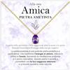 Bramart Collana Amica Pietra Ametista Regali per lei Idea Regalo per migliori amiche Argento Oro Natale Compleanno Motivazionale - Cofanetto con DEDICA incluso (Pietra Ametista Amica oro)