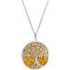 Kiara Jewellery - Collana con ciondolo a forma di albero della vita, in argento Sterling 925, con ciondolo a forma di albero della vita, su un disco di ambra marrone, 45,7 cm, placcata al rodio