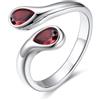 Bestyle Anello Donna Regolabile a Goccia con Pietre Portafortuna dei 12 Mesi Rosso Granato Colore Argento Regalo per Fidanzamento Anniversario