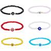 UNICRAFTALE 6 Colori Malocchio Braccialetti con Perline di Cristallo Perla D'Acqua Dolce Amuleto Protezione Bracciale Buona Fortuna Braccialetti Elasticizzati con Perline di Vetro Set Bracciale
