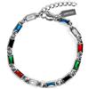 UNSHINEBAR Bracciale da tennis da uomo con gemme colorate in argento o oro - Streetwear Iced Out Zirconi multicolor in acciaio inox e oro 18 carati - Braccialetto impermeabile, Eine Grösse, Acciaio