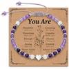 Toplstud Regali per la prima comunione per ragazze, braccialetti per donne e ragazze, braccialetti con perline di cristallo di ametista, regalo di compleanno per figlia, nipote, ragazze adolescenti