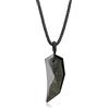 COAI Collana da Uomo con Pendente Dente di Lupo in Ossidiana Oro, Collana Ossidiana Dorata Ciondolo Pietra Naturale Cordino Regolabile Unisex