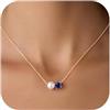 Turandoss Collana da donna con pietra portafortuna, con ciondolo rotondo in oro 14 carati, regalo personalizzato per mamma, donna, ragazza, ragazza, ragazza, ragazza, 12 mesi, 40+6cm, Metallo