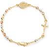 WATEFOER Bracciale Rosario da Donna Bracciale Crocifisso, Bracciale con Ciondolo Croce Cattolica Cristiana Maria Gesù Placcato Oro 14K, Regalo Religioso per Cresima Battesimo Pasqua