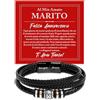 Bramart Bracciale Uomo A mio Marito in Pelle Intrecciata con Acciaio Inox Lucidato di Altissima qualità Idea Regalo per lui Regali Compleanno o Natale - Cofanetto con DEDICA incluso (A mio Marito 3)