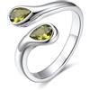 Bestyle Anello Donna Argento Regolabile a Goccia con Pietre Portafortuna
