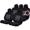 Sakura Ealing SS5291 - Set Completo di Coprisedili e Copri Poggiatesta per Auto, Universale, Bordi Elasticizzati, Compatibile con Airbag Laterale, Lavabile in Lavatrice, Nero