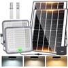 Aigostar - Faro led esterno con grande pannello solare，Cavo 5M，15000mAH，Batteria di grande capacità，2000LM，Dimmerabile 3000/4000/6500K，IP65，Faretto led per interno，giardino，portici，piscina，2 Pezzi