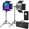 NEEWER Confezione da 2 luci video a LED RGB1200 con controllo APP/2.4G, kit di illuminazione a chiave con treppiede e borsa per lo streaming di fotografia in studio di registrazione, 60 W/22000 lux/1%