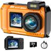 SPUNALP Fotocamera subacquea UHD 8K, 70 MP 33FT WiFi fotocamera digitale impermeabile con scheda da 64 GB, messa a fuoco automatica impermeabile selfie a doppio schermo batteria 2500 mAh, 18 x