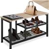 tectake® Scarpiera 80x30x45,5 cm, Scarpiera Salvaspazio slim, 2 Ripiani Rete, Scaffale Scarpe Uomo, Scarpe Donna, Stivaletti, Ideale Ingresso, Corridoio, Soggiorno, Stile Industriale - Legno Chiaro
