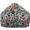 Treer Fodera per Pouf a Sacco per Adulti e Bambini, Hip -Hop Graffiti Stampa Copertura per Poltrona Sacco con Cerniera e Senza Imbottitura, Pouf a Forma di Pera Bean Bag Cover (90x110 cm,Grigio)