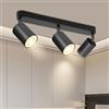 BOYIR Faretti da Soffitto Orientabili, GU10 Faretti LED da Soffitto Nero, Lampada Soffitto 3 Luci Moderni, Faretto da Parete Interno in Alluminio per Cucina, Camera, Barra, Lampadina Non Inclusa