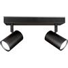 Ledvion - Plafoniera LED, Nera 2-luci, Dimmerabile, 5W, 6500K, Rettangolare, Attacco GU10, IP20, Orientabile, incl. lampadina GU10