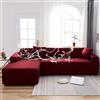 Generico Copridivano impermeabile Copertura Divano Con Penisola elastico 1 2 3 4 posti Copridivano Angolare Universale copridivano antiscivolo Red L shape:4seat+4seat