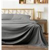 Ghazlan Set di Lenzuola da 4 Pezzi - Set di Lenzuola da Letto in 100% Cotone Ultra Morbido Leggero, 40cm Set di Lenzuola da Letto Matrimoniali di Lusso Facili da Curare - Set di Lenzuola Grigie in