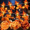 Gcstnn Catena Foglie di Acero Luci, 20LED Addobbi Autunnali Lucine, Luci a Batteria con Timer, Autunno Ghirlanda di Foglie D'acero per Halloween, Carnevale, Feste del Raccolto In/Esterno Decor