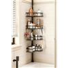 HouseUp Mensola angolare per doccia a tensione - Mensola angolare per doccia a 4 livelli per vasca da bagno Bagno Doccia Organizer - Regolabile 86,4 - 304,8 cm, salvaspazio per vasca da bagno, nero
