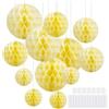 Hexizexi 12 Pezzi Sfera di Carta a Nido d'ape 15 cm, 20 cm, 25 cm Giallo Honeycomb Balls Sfera a Nido d'ape Appendibili per Compleanno, Matrimonio, Laurea, Festa