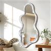 Lzuso - Specchio con cornice in legno irregolare, specchi asimmetrici per parete, unico, a forma di nuvola, moderno, soggiorno, camera da letto, ingresso, corridoio, specchio decorativo artistico