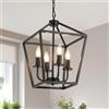 ZenithBeam Lampadario Lanterna Industrial Metallo,Lampada A Sospensione Nero Altezza Regolabile,Lampadari Con E14 X 4 Candeliere,Luce A Sospensione Rustico In Stile Fattoria Per Soggiorno,Camera Da Letto,Cucina
