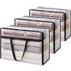 Lifewit Scatole per Vestiti Trasparente, Organizer Armadio Pieghevole con Manici, Scatole per Armadio en PVC, Scatoloni Trasloco, Organizer Armadio per Vestiti, Coperte, Piumoni, Libro, 60 L, 3 Pezzi