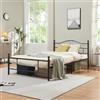 [en.casa] Struttura Letto in Acciaio con Testiera Alta Decorativa e Pediera Letto a Piazza e Mezza con Zona di Riposo 120 x 200 cm Nero