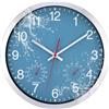 ACCSHINE Orologio da Parete Impermeabile per Esterni - con Termometro e Igrometro Orologio da Parete Senza Ticchettio Silenzioso 30cm Quarzo a Batteria Grande Deco da Giardino (Azzurro Cielo)