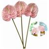 Rikyo Fiori artificiali di giglio di Anthurium da 26, fiori permanenti, 3 mazzi di fiori tropicali per centrotavola da tavola, decorazioni per matrimoni e festival (rosa chiaro)