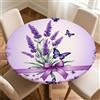 Treer Stampa a Farfalle Tovaglia Antimacchia, Mollettone Tavolo Rotondo con Bordo Eelastico, Lavabile Copritavolo, Antiscivolo Tovaglia Tonda per Picnic Cucina Casa (Lavanda,110cm)
