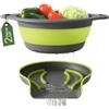 Gevoli Scolapasta pieghevole grande con base autodrenante, 5 qt, colino laterale per cibo per bordo del lavello della cucina, verde (set da 2 pezzi)