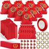 BBTO 60 Sets Souvenir Bomboniere Laurea Include Rosso Sacchetti di Juta Ciondolo a Forma di Corona d'Alloro Ciondoli Coccinella Biglietti di Auguri e Nastro Rosso Regalo di Laurea per Festa