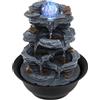 COSTWAY Fontana Zen da Interno, Fontana da Tavolo a Cascata con Luce LED, Pompa Silenziosa e Velocità dell'Acqua Regolabile, Fontanella Decorativa per Soggiorno, Ufficio e Camera da Letto (Modello 2)