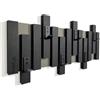 FLEXISTYLE Appendiabiti da parete in legno MDF, design a lamelle nero, moderno, 2 dimensioni (60 cm nero)