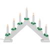 Idena 31837 - Candeliere dell'Avvento a LED in legno laccato bianco con 7 luci di candela a LED bianco caldo, con lampadina di ricambio, cavo di collegamento con interruttore