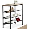 tectake® Scarpiera 75,5x30,5x69,5cm, Scarpiera Ingresso, 3 Ripiani Rete, Scaffale Scarpe Uomo, Scarpe Donna, Stivaletti, Mobile Organizer Ingresso Corridoio Soggiorno, Stile Industriale - Legno Chiaro
