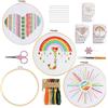 VINTAGE EMBROIDERY V.E. Kit da ricamo per principianti 3 set arcobaleno Cerchi bambù Filati colorati Istruzioni strumenti Decorazione per la casa