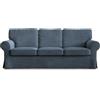 MASTERS OF COVERS Copridivano Ektorp 3 Posti, Velluto a Coste Blu Grigio | Compatibile con IKEA Ektorp 3 posti. Solo fodera, divano non incluso. Tessuto velluto a coste.