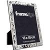 Frametigo - Cornice Fotografica Stretta Martellata Placcata Argento, 13x18cm - Supporto e Supporto per Cornice in Velluto - Finestra in Vetro Reale - Orientamento Orizzontale o Verticale
