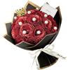 JINXIXI Bouquet di 24 rose glitter rosse, kit fai da te per bouquet di fiori artificiali con 12 perle finte, carte per avvolgere fiori, steli e biglietti per regali di San Valentino, anniversari