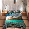 IlGruppone Completo Letto Lenzuola 100% Cotone Set Lenzuolo Moderno sotto sopra Federe Due Stampe in Altissima Definizione - Dis3MaredeiTropici - Matrimoniale